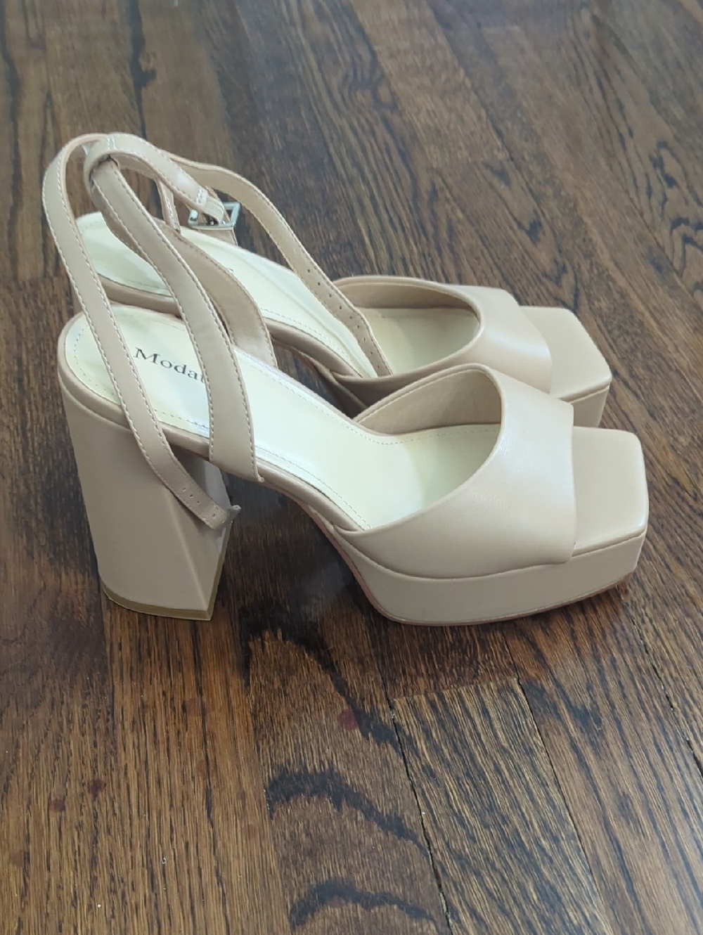 Moda Nude Platform Slingback Block Heels